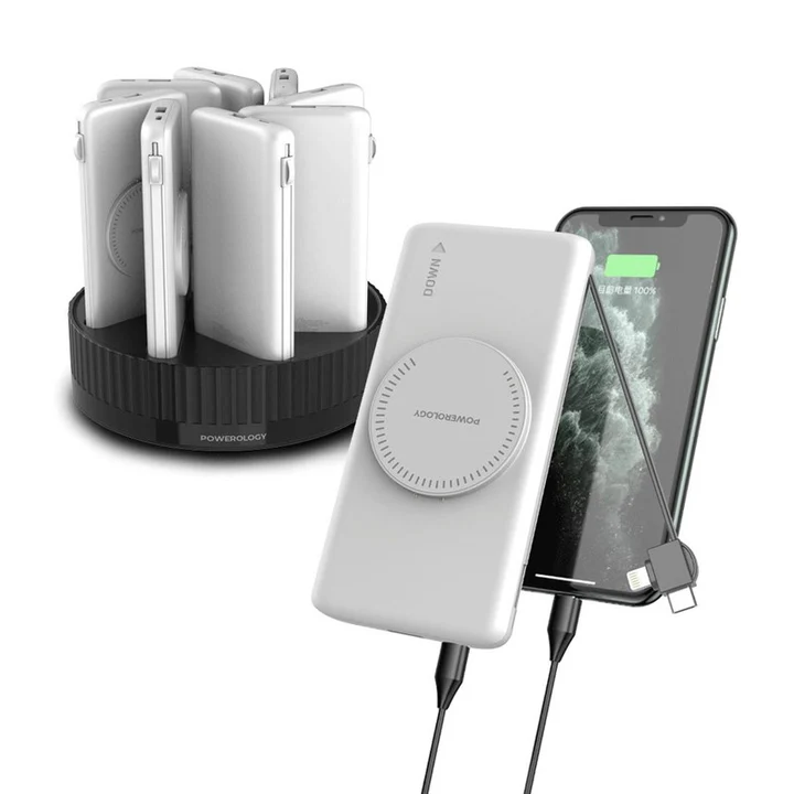 Powerology 8 In 1 Station 10000mah Pd 120w Qc Wireless Power Bank - White-131483