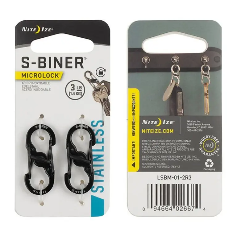 Nitelze S-biner Microlock 2pack - Staineless Black -0