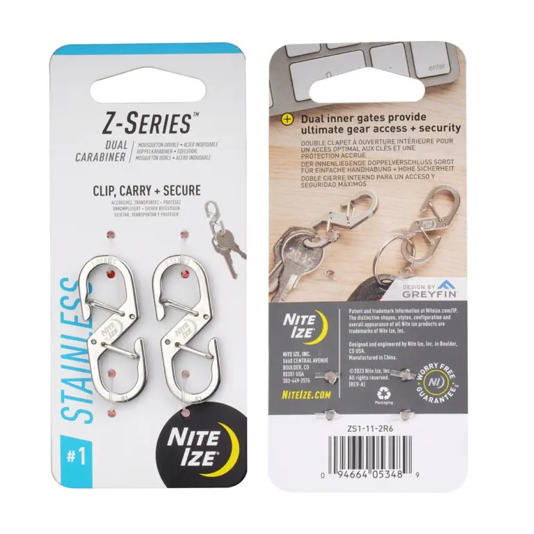 Nitelze Z-series Dual Carabiner - 2pack Stainless-0