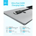 كابل شحن سريع أنكر زولو من USB-C إلى USB-C بقوة 240 واط ومضفر بطول 6 أقدام-133633