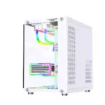 Lovingcool Ufo Ii Tempered Glass Panoramic Rgb Gaming Pc Case - White (Pre-installed 10 Fan)-133717