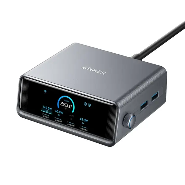 محطة شحن أنكر برايم بقوة 250W و 6 منافذ بتقنية GaN - فضي-0