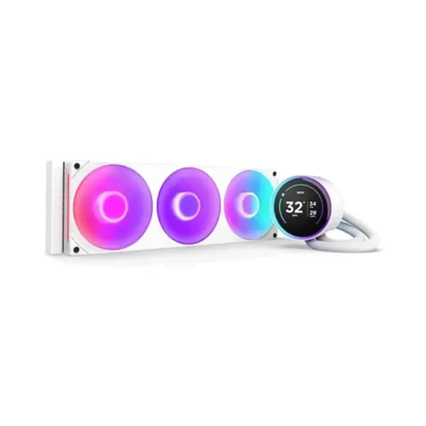 Nzxt كراكن إيليت 360 آر جي بي V2 - 3x120mm مبرد سائل كامل مع شاشة IPS LCD مقاس 2.72 بوصة - أبيض-0