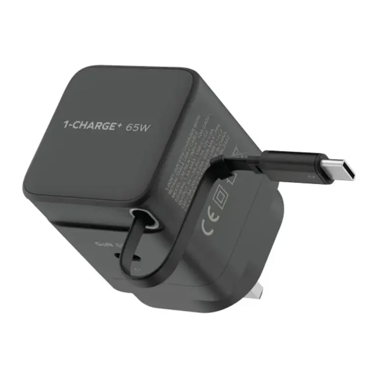 Momax Gan 65w Charger With Retractable Usb-c Cable - Black-0