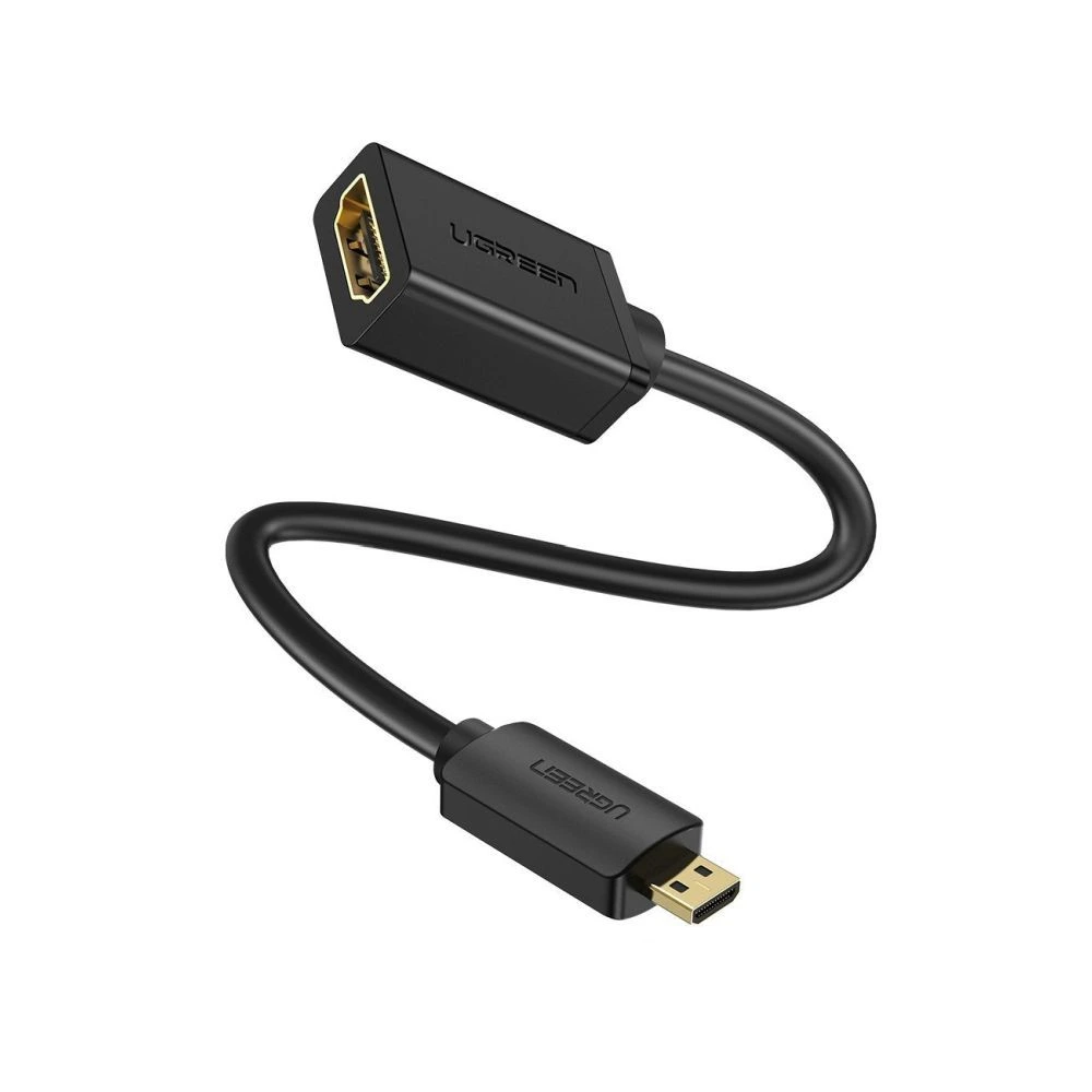 Ugreen Micro Hdmi Male To Hdmi Female Adapter Cable 22cm - Black-0 Ugreen Micro Hdmi Male To Hdmi Female Adapter Cable 22cm - Black-0