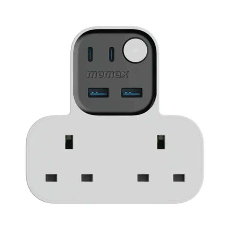 Momax 1-charge Work Flow T-shaped Extention 2 Socket With Usb -white-0