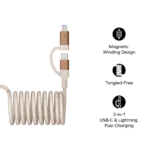 Momax Mag.link Duo Magnetic Usb-c To Usb-c & Lightning Cable 60w - 1m - Sandstone-137737