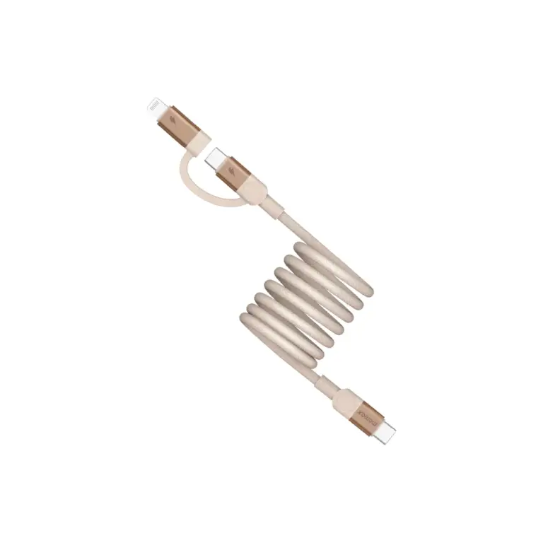 Momax Mag.link Duo Magnetic Usb-c To Usb-c & Lightning Cable 60w - 1m - Sandstone-0