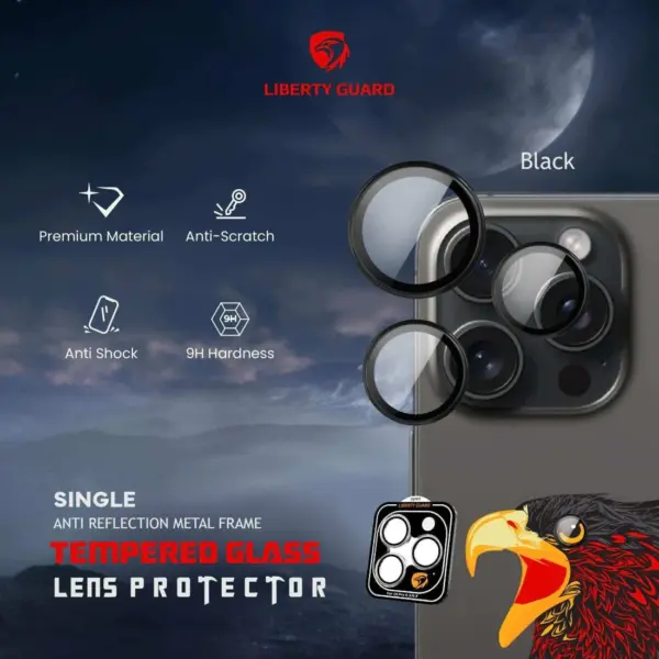 Liberty Guard Camera Lens With Installation Kit 16pro/promax - Black Titanium-0