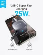 Anker Nano Car Charger (75w,usb-c Port, Built-in Retractable Usb-c Cable)-138891