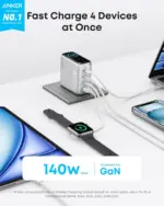Anker Charger 140w, 4-port Foldable Pd 3.1 Usb-c Gan Charger With Usb-c Cable-138904