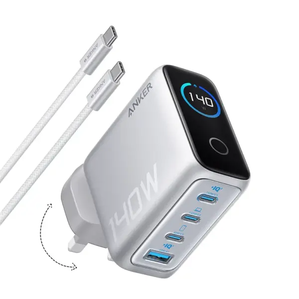 Anker Charger 140w, 4-port Foldable Pd 3.1 Usb-c Gan Charger With Usb-c Cable-0