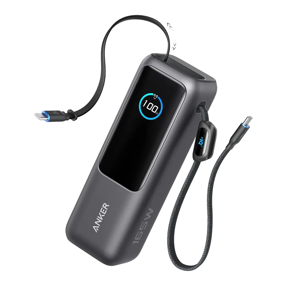 Anker Power Bank 25000mah 165w Ultra-fast Portable Charger With Built-in And Retractable Usb C Cables-0 Anker Power Bank 25000mah 165w Ultra-fast Portable Charger With Built-in And Retractable Usb C Cables-0