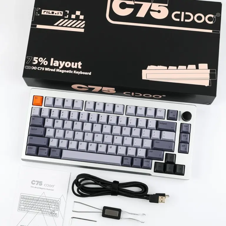 Cidoo C75 Quick Trigger Mechanical Wired Keyboard With Magnetic Switch - Silver (English)-0