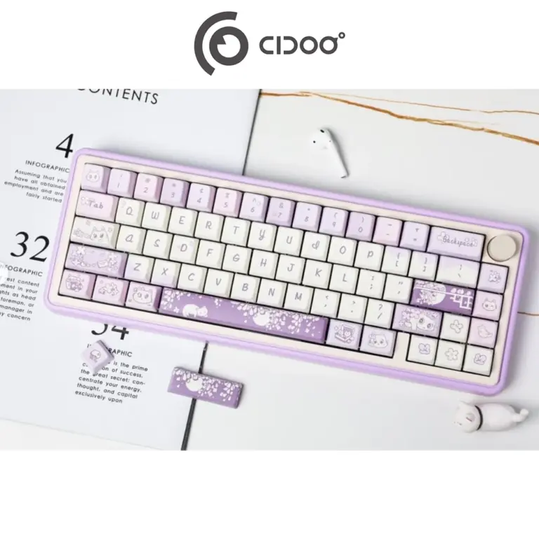 Cidoo Nebula 65% Via-programmable Wired/wireless Mechanical Keyboard - Purple (English)-0
