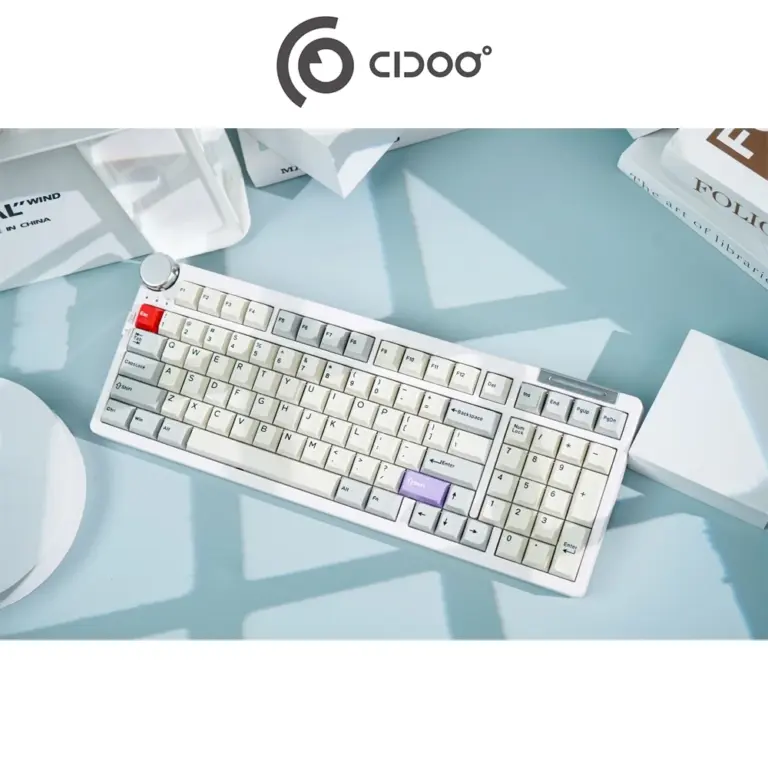 Cidoo Abm098 1800 Compact Via Gasket Mount Hot Swappable Mechanical Gaming Keyboard - Grey (English)-0