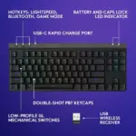 Logitech G515 TKL LIGHTSPEED Low-Profile Wireless Gaming Keyboard Tactile Switch - Black (US Layout)-140071