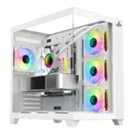 Sharx Profin GX700 Mid Tower Two Side Panel Front & Left Side Tempered Glass with 7 ARGB Fans - White-0