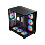 Sharx Profin XI700B Mid Tower Two Panel Front & Left Side Tempered Glass Case with 7 RGB Fans - Black-141058