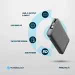 Powerology 10000mah Retractable Cable Power Bank - Black-139478