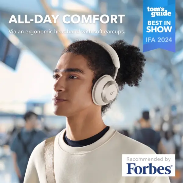 Anker Soundcore Space One Pro Wireless Noise Cancelling Headphones - Cream White-0