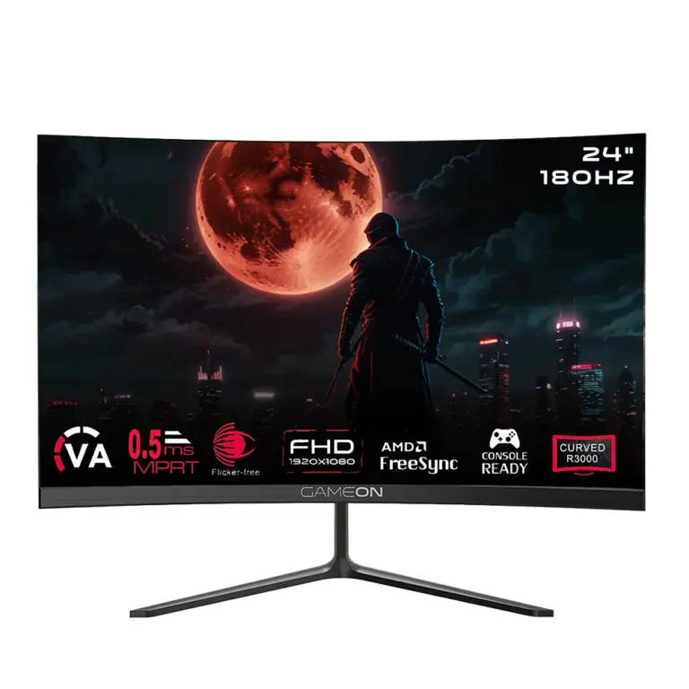 GAMEON GOC24F180VA Pro Series 24" FHD, 180Hz, MPRT 0.5ms, HDMI 2.1, VA Panel Curved Gaming Monitor (Supports PS5) - Black-0