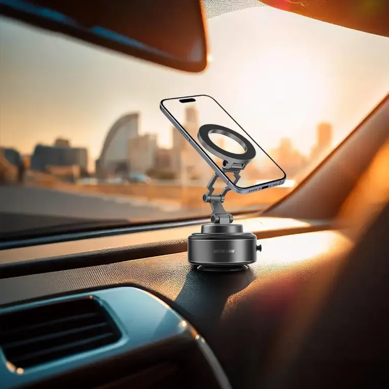 Green Lion GX-30 Auto Suction Phone Holder - Matte Black-0