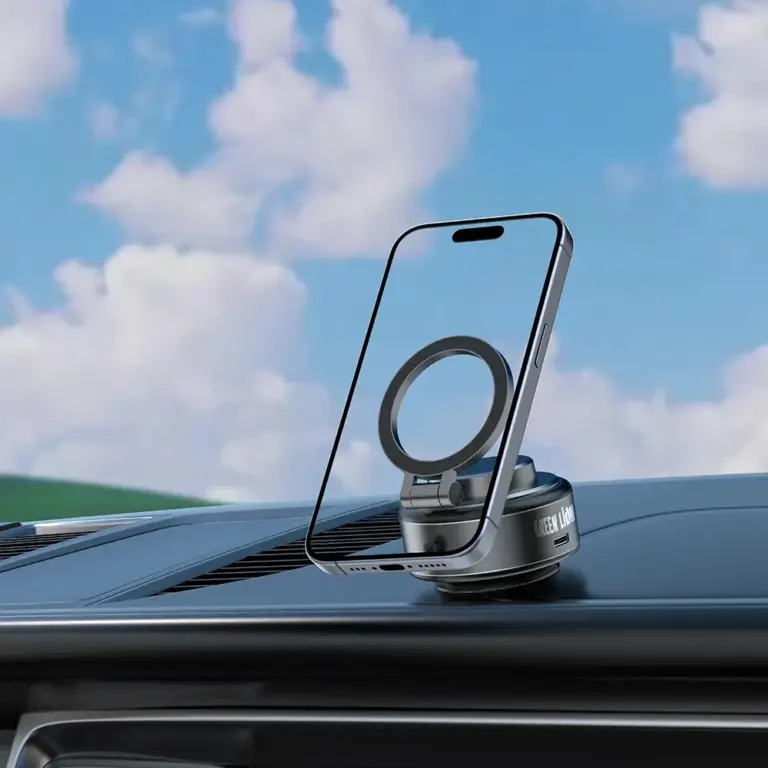 Green Lion GX-29 Auto Suction Phone Holder - Matte Black-0