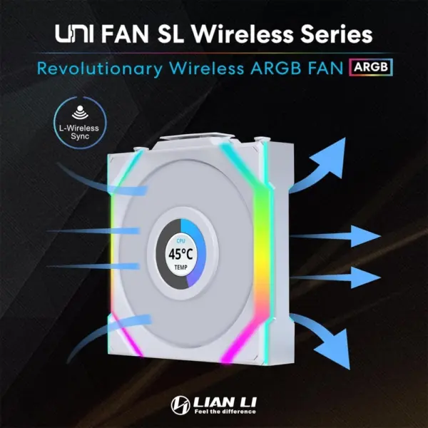 LIAN LI UNI FAN SL Wireless LCD Reverse Blade 120mm ARGB Case Fans with 1.6” LCD Screen (3 Pack) - White-0