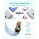 Anker Zolo Cable USB-C to USB-C 240W (0.9m/3ft) -White-139937