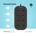 Porodo Blue 8 AC Power Strip - Black-143115