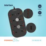 Porodo Blue 8 AC Power Strip - Black-0
