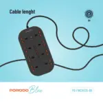 Porodo Blue 8 AC Power Strip - Black-143117