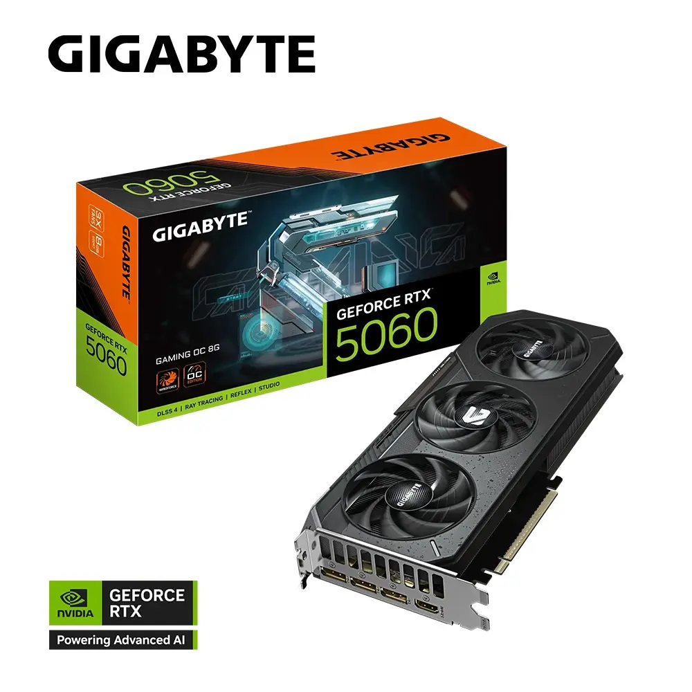 GIGABYTE NVIDIA GEFORCE RTX 5060 GAMING OC 8GB GDDR7 DLSS 4 Graphics Card - Black-0