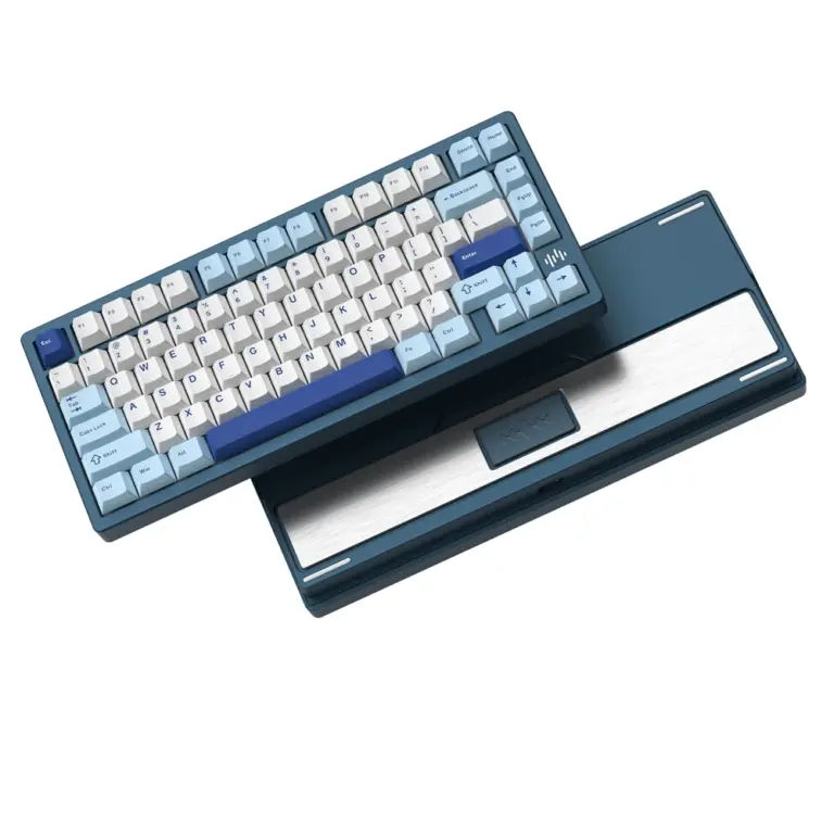 Womier RD75 Pro 75% Wireless Aluminum Keyboard – QMK/VIA Custom Hot-Swappable Design with Quick Release - Anodized Blue (English/Arabic)-0