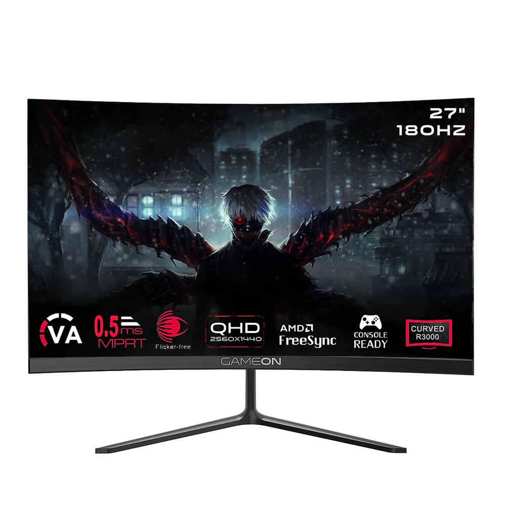 GAMEON GOC27Q180VA Pro Series 27" QHD, 180Hz, MPRT 0.5ms, HDMI 2.1, VA Panel Curved Gaming Monitor (Supports PS5) - Black-0 GAMEON GOC27Q180VA Pro Series 27" QHD, 180Hz, MPRT 0.5ms, HDMI 2.1, VA Panel Curved Gaming Monitor (Supports PS5) - Black-0