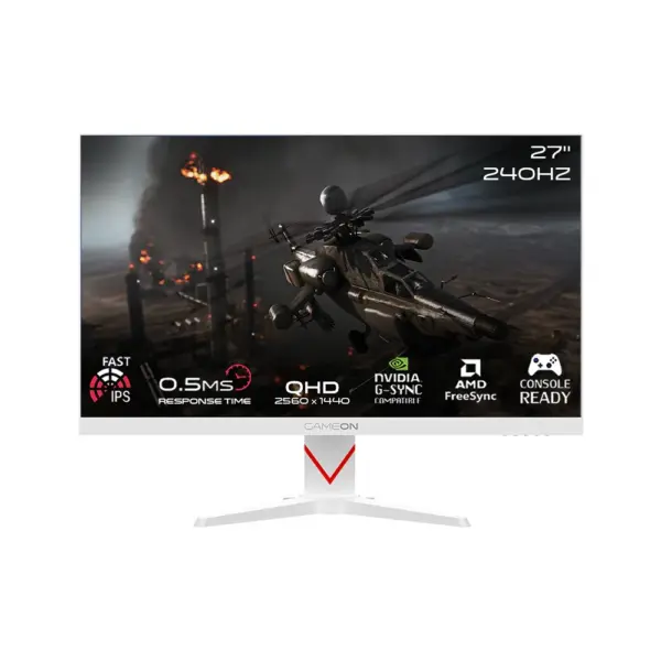 GAMEON GOAD27QHD240IPS Dominator Series 27" QHD, 240Hz, MPRT 0.5ms, HDMI 2.1, Fast IPS Gaming Monitor (Supports PS5) - White-0