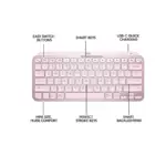 Logitech MX Keys Mini Bluetooth Illuminated Keyboard, English - Rose Pink-144384