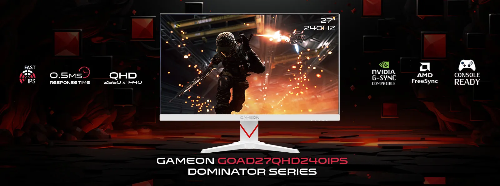 شاشة ألعاب GAMEON GOAD27QHD240IPS من سلسلة Dominator مقاس 27 بوصة بدقة QHD، ومعدل تحديث 240Hz، ووقت استجابة MPRT 0.5ms، ومنفذ HDMI 2.1، وشاشة IPS سريعة (تدعم بلايستيشن 5) - باللون الأبيض 1 download 2025 07 21T155808.547