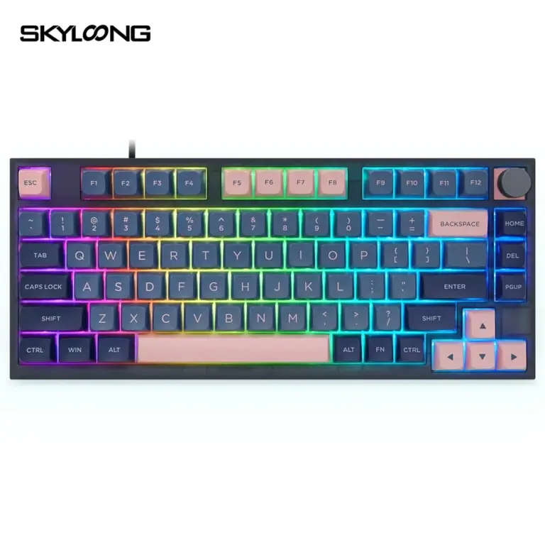 Skyloong Gk75 Rgb Gaming Keyboard Gateron Optical Silver Switch English / Arabic Layout - Blue/Pink-0