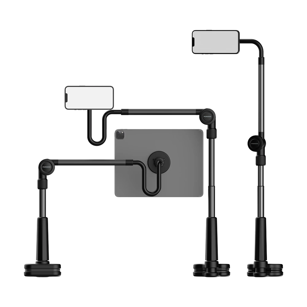 Porodo Lazy Man Stand with Magnetic Suction 92CM - Black-0 Porodo Lazy Man Stand with Magnetic Suction 92CM - Black-0