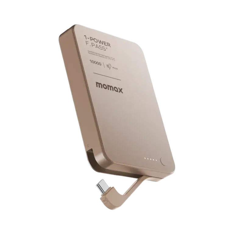 MOMAX 1-POWER F.PASS⁺ 10000MAH MAGNETIC BATTERY PACK WITH BUILT-IN CABLE - SANDSTONE-0