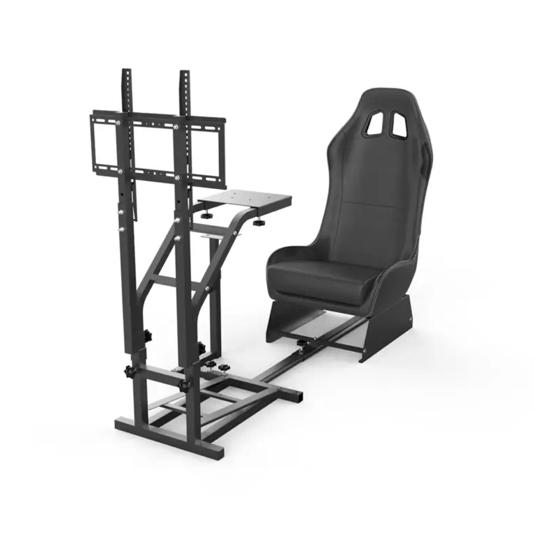 Gameseat GY032 Racing Simulator Cockpit with Monitor Mount – Black | Adjustable Steel Frame-0