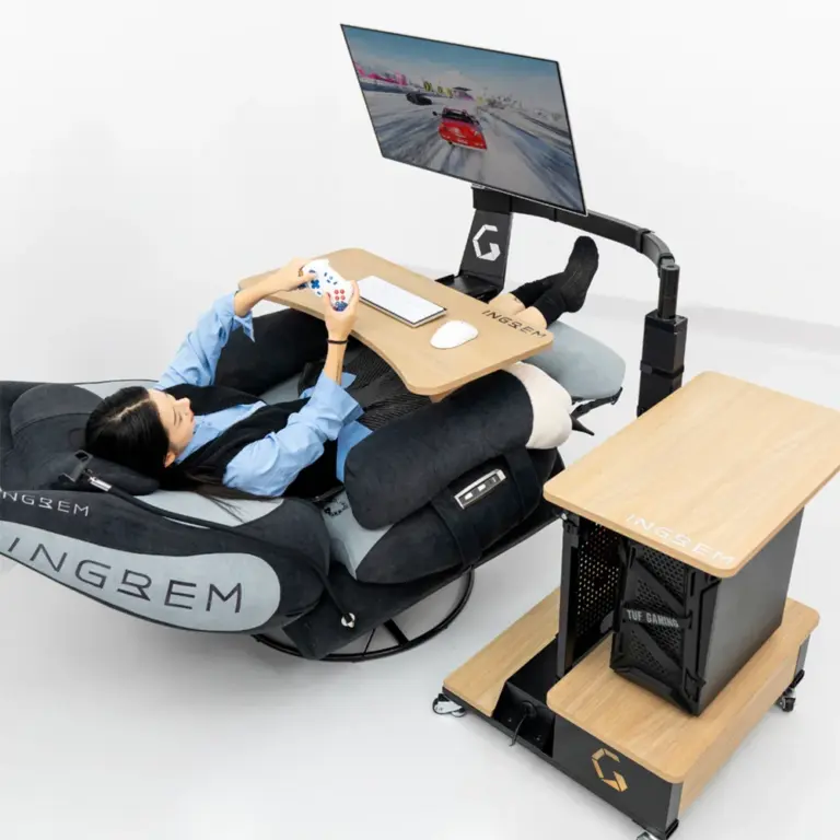 INGREM Right Rudder Adjustable Height Standing Desk with Monitor Arm-0