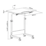Lumi Height Adjustable Mobile Computer Table (500x800mm/19.7"x31.5")-145774