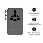 Momax 1-World² Universal 4-Port Travel GaN Charger 100W with Dual AC - Black-145875