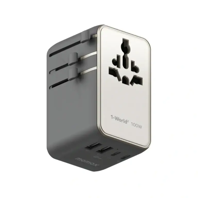 Momax 1-World² Universal 4-Port Travel GaN Charger 100W with Dual AC - Titanium-0