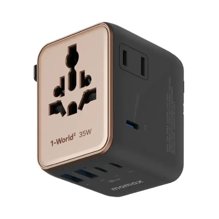 Momax 1-World² 5-Port Mini Travel GaN Charger 35W with Dual AC - Sandstone-0