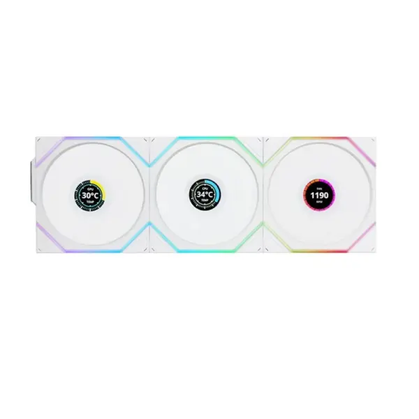 LIAN LI UNI FAN TL Wireless LCD Reverse Blade 120mm ARGB Case Fans with 1.6” LCD Screen (3 Pack) White-0
