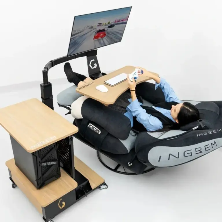 INGREM Left Rudder Adjustable Height Standing Desk with Monitor Arm-0